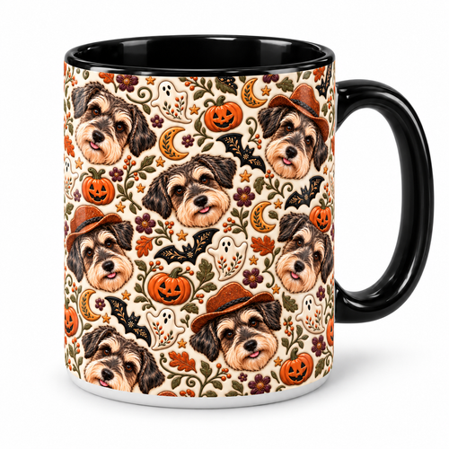 Custom Dog Photo Accent Mug – Halloween Gift for Dog Lovers