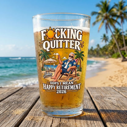 F*cking Quitter Opps I Mean Happy Retirement 2026 Beer Glass