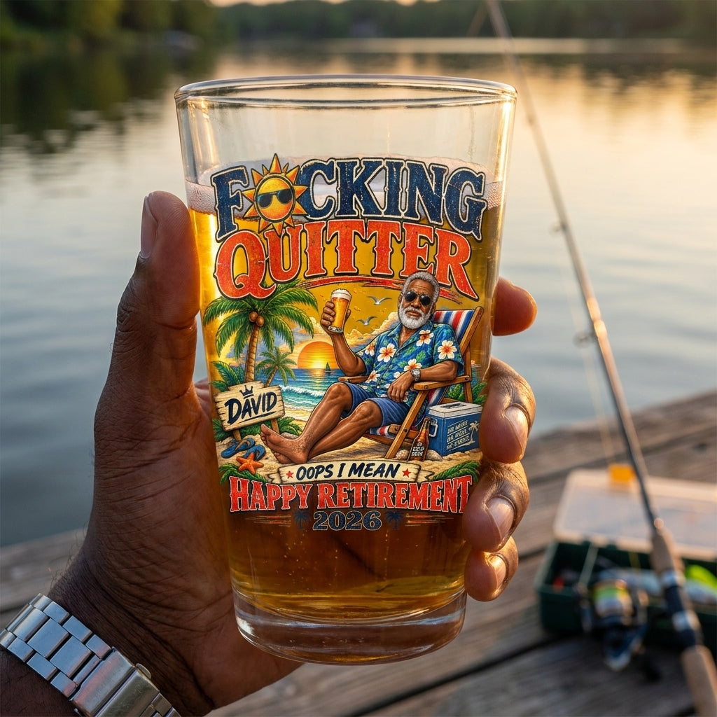 F*cking Quitter Opps I Mean Happy Retirement Pint Beer Glass