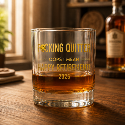 Retirement Gift for Husband Whiskey Glass with Happy Retirement 2026 design