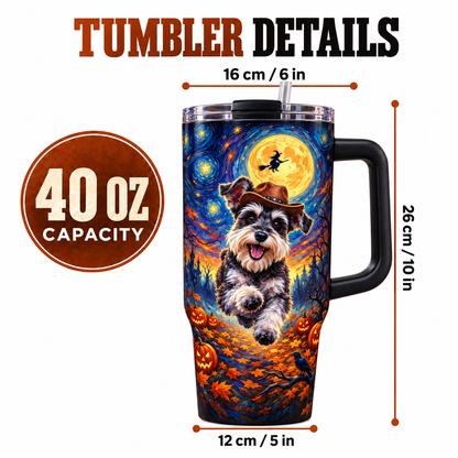 40 oz Halloween tumbler product details and approximate dimensions